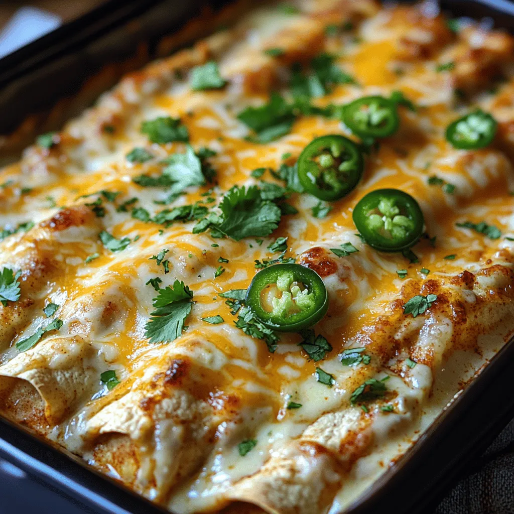 If you’re on the lookout for a cozy, satisfying meal that warms the soul, look no further than the Creamy White Chicken Enchilada Bake. This dish embodies the essence of comfort food, blending savory flavors with a rich, creamy texture that will have your family asking for seconds. Enchiladas are a beloved staple in Mexican cuisine, renowned for their versatility and ability to cater to various tastes. What makes this creamy version stand out is its unique combination of ingredients that not only elevate the traditional enchilada but also simplify the preparation process, making it an ideal choice for busy weeknights or casual gatherings.