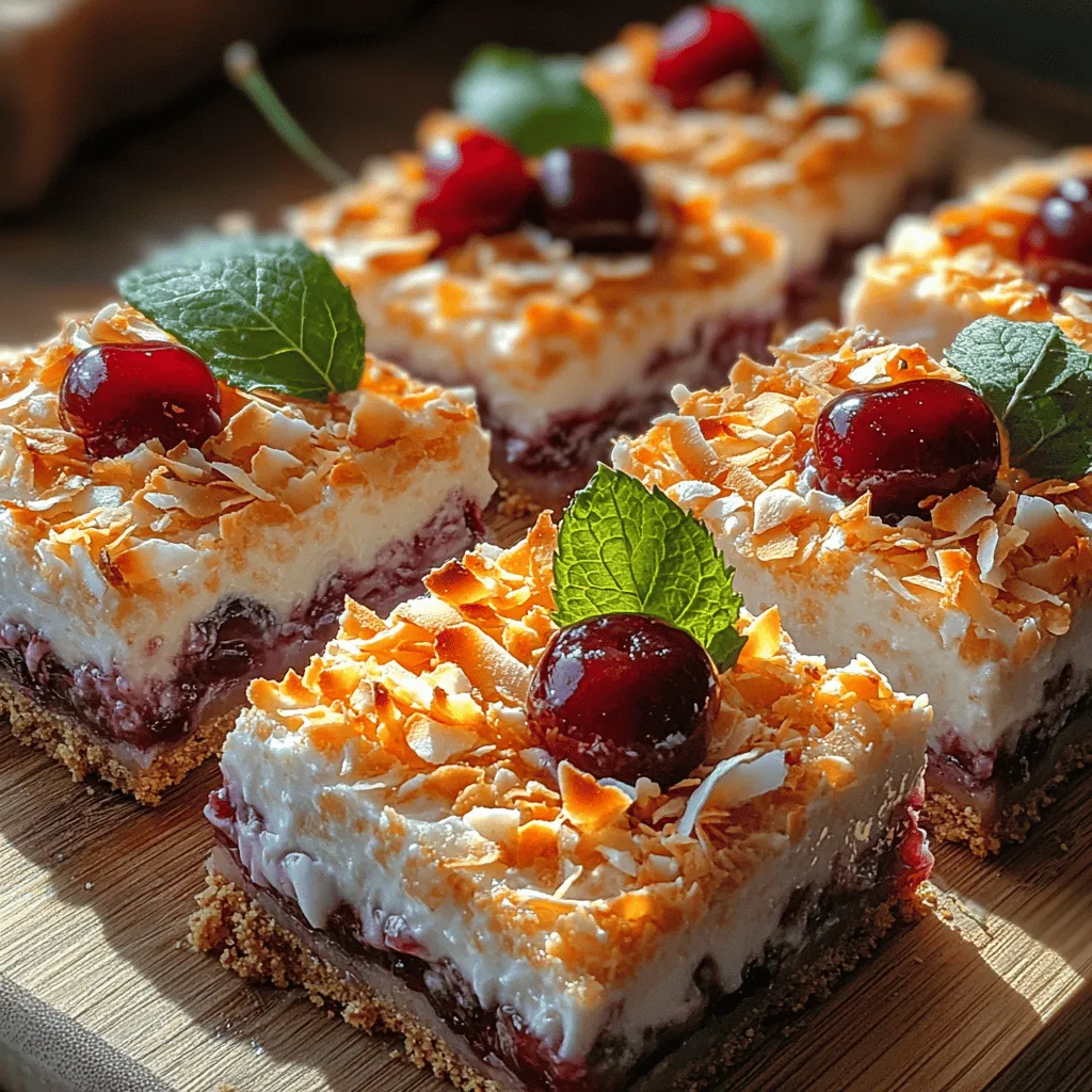 If you're looking for a dessert that combines a symphony of flavors and a delightful texture, look no further than Blissful Cherry Coconut Cream Bars. This delectable treat marries the sweetness of juicy cherries with the rich creaminess of coconut, all enhanced by a zesty kick of lime. The result is a refreshing dessert that’s perfect for summer gatherings, picnics, or any special occasion where you want to impress your guests without spending hours in the kitchen.