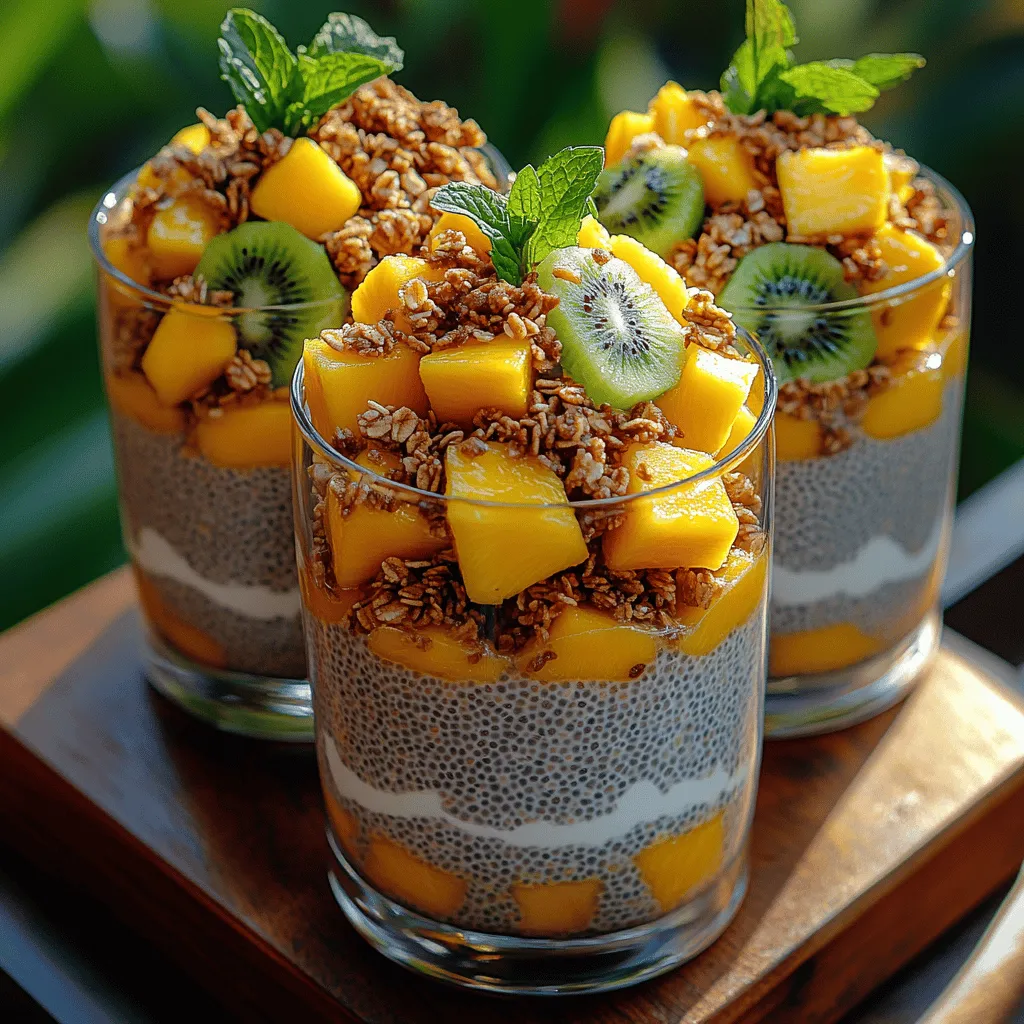 Welcome to the refreshing world of Tropical Chia Pudding Parfaits, a delightful treat that brings together the health benefits of chia seeds and the vibrant flavors of tropical fruits like mango, kiwi, and pineapple. Not only are these parfaits a feast for the eyes with their colorful layers, but they are also a powerhouse of nutrition, making them an ideal option for breakfast, dessert, or a healthy snack. This article will guide you through every step of creating these parfaits, from the essential ingredients to the preparation methods, while also exploring the myriad health benefits of the key components involved. Whether you’re a novice in the kitchen or a seasoned cook, you’ll find this recipe both simple and satisfying.