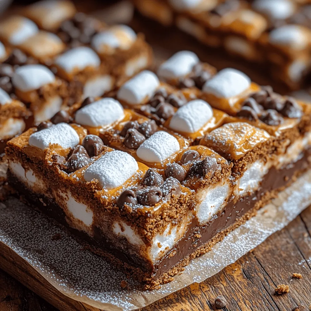 S'mores Delight Bars are a delicious twist on the traditional s'mores we all know and love. Instead of assembling individual s'mores, this recipe allows you to create a cohesive bar that features all the signature flavors—sweet, creamy chocolate, gooey marshmallows, and the crunch of graham crackers—in every bite. This dessert is perfect for those who may want to indulge in the nostalgia of s'mores without the hassle of roasting marshmallows or worrying about the mess.