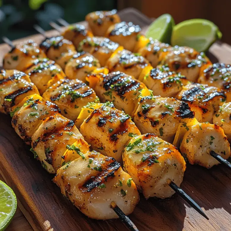 When it comes to vibrant and flavorful dishes, Tropical Bliss Coconut Lime Chicken Skewers stand out as a deliciously exotic option that evokes the sun-kissed shores of tropical islands. This dish beautifully marries the rich creaminess of coconut milk with the zesty brightness of fresh lime, creating a mouthwatering experience that transports your taste buds to a tropical paradise. The combination of sweet and savory flavors not only tantalizes the palate but also introduces a delightful contrast that makes each bite memorable.
