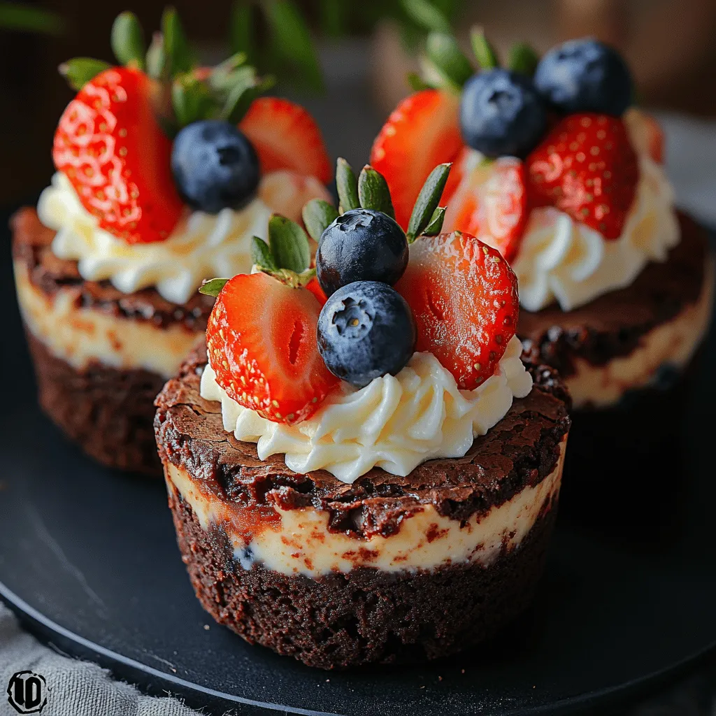 In the world of desserts, mini treats have taken the culinary stage by storm. Their bite-sized appeal makes them perfect for parties, gatherings, or simply a cozy night in. Mini desserts not only offer a variety of flavors but also allow you to indulge without feeling overly stuffed. Among the myriad of options, <strong>Decadent Mini Cheesecake Brownie Cups</strong> stand out as an exceptional choice, marrying the rich, fudgy texture of brownies with the creamy, luscious nature of cheesecake.” /></p>
</p>
<h3>Preparing the Cheesecake Filling</h3>
</p>
<p>To create the luscious cheesecake filling for your mini cheesecake brownie cups, begin by gathering all the necessary ingredients. You will need cream cheese, granulated sugar, eggs, vanilla extract, and sour cream. The sour cream is a key ingredient that contributes to both the flavor and texture of the cheesecake filling. It adds a delightful tanginess and creaminess that balances the sweetness of the brownie base, ensuring that each bite is rich yet refreshing.</p>
</p>
<h4>Techniques for Achieving a Smooth Filling</h4>
</p>
<p>To ensure that your cheesecake filling is smooth and creamy, it’s essential to follow a few key techniques:</p>
</p>
<p>1. <strong>Room Temperature Ingredients</strong>: Always start with cream cheese that has been softened to room temperature. Cold cream cheese can create lumps in your batter, so let it sit out for about 30 minutes before mixing.</p>
</p>
<p>2. <strong>Mixing Order</strong>: Begin by beating the cream cheese in a stand mixer or using a hand mixer until it’s completely smooth. Gradually add the sugar, mixing until combined. Incorporate the eggs one at a time, mixing well after each addition. Finally, blend in the sour cream and vanilla extract until everything is fully incorporated.</p>
</p>
<p>3. <strong>Avoid Overmixing</strong>: While it’s crucial to mix until smooth, be careful not to overmix the cheesecake batter, as this can introduce too much air, resulting in cracks during baking.</p>
</p>
<p>The result should be a silky and creamy batter that is ready to be layered into your brownie cups.</p>
</p>
<h3>Assembling the Cups</h3>
</p>
<p>Now that your brownie base and cheesecake filling are prepared, it’s time to assemble the mini cheesecake brownie cups. This step is where you can get creative and really enhance the flavor experience.</p>
</p>
<h4>Layering Techniques for Optimal Flavor Experience</h4>
</p>
<p>1. <strong>Layering Method</strong>: Start by adding a spoonful of brownie batter to the bottom of each cup. Use a spoon or small spatula to gently spread it into an even layer. Follow this by adding a scoop of the cheesecake filling on top of the brownie base, filling each cup about halfway full.</p>
</p>
<p>2. <strong>Swirling Techniques</strong>: To create a beautiful marbled effect, take a toothpick or a skewer and gently swirl the brownie and cheesecake mixtures together. Be careful not to overdo it; a few gentle swirls are enough to achieve a pleasing pattern without completely blending the two layers.</p>
</p>
<h3>Baking Guidelines</h3>
</p>
<p>Proper baking is crucial to achieving the perfect texture for your mini cheesecake brownie cups.</p>
</p>
<h4>Understanding the Baking Time and What to Look for in Doneness</h4>
</p>
<p>Preheat your oven to 325°F (160°C) and bake the assembled cups for about 20-25 minutes. The tops should be set, but the centers may still appear slightly jiggly. This is normal, as they will continue to cook as they cool.</p>
</p>
<h4>Cooling Tips to Ensure Perfect Texture</h4>
</p>
<p>After removing the cups from the oven, allow them to cool in the pan for about 10 minutes before transferring them to a wire rack. This helps prevent sticking and ensures a smooth release. Once they are at room temperature, cover them with plastic wrap and refrigerate for at least two hours (or ideally overnight) to allow them to set completely. Chilling enhances the flavors and creates the desired creamy texture.</p>
</p>
<h3>Serving Suggestions and Presentation Ideas</h3>
</p>
<p>When it comes to serving your mini cheesecake brownie cups, presentation can elevate the experience. Here are some creative ideas to enhance both the visual appeal and taste:</p>
</p>
<h4>Creative Ways to Serve Mini Cheesecake Brownie Cups</h4>
</p>
<p>1. <strong>Garnishing</strong>: Top each mini cheesecake brownie cup with a dollop of freshly whipped cream. This adds a light and airy contrast to the rich dessert.</p>
</p>
<p>2. <strong>Fresh Berries</strong>: Adding a handful of fresh berries, such as raspberries, strawberries, or blueberries, not only enhances the color but also provides a burst of freshness that complements the sweetness of the cheesecake.</p>
</p>
<p>3. <strong>Chocolate Drizzle</strong>: For a decadent touch, drizzle melted chocolate or a chocolate sauce over the tops before serving. This adds an extra layer of indulgence that chocolate lovers will appreciate.</p>
</p>
<h4>Suggestions for Pairing with Beverages for a Complete Dessert Experience</h4>
</p>
<p>To create a complete dessert experience, consider pairing your mini cheesecake brownie cups with a beverage that complements their rich flavors. A rich cup of coffee or espresso works beautifully, as the bitterness contrasts with the sweetness. Alternatively, a glass of dessert wine or a sweet dessert cocktail can enhance the overall enjoyment of the treat.</p>
</p>
<h3>Storage Tips for Mini Cheesecake Brownie Cups</h3>
</p>
<p>After indulging in your delicious mini cheesecake brownie cups, you may have some leftovers. Here’s how to store them properly to maintain their freshness:</p>
</p>
<h4>Best Practices for Storing Leftovers to Maintain Freshness</h4>
</p>
<p>1. <strong>Refrigeration</strong>: Store the mini cheesecake brownie cups in an airtight container in the refrigerator. They can last up to 5 days, but they are best enjoyed within the first couple of days when they are freshest.</p>
</p>
<p>2. <strong>Freezing Options</strong>: If you want to save some for later, these treats freeze remarkably well. Place them in a single layer on a baking sheet and freeze until solid. Then, transfer them to an airtight container or freezer bag, separating layers with parchment paper. They can be frozen for up to three months.</p>
</p>
<h4>How to Successfully Thaw for Later Enjoyment</h4>
</p>
<p>When you’re ready to enjoy your frozen mini cheesecake brownie cups, simply remove them from the freezer and let them thaw in the refrigerator for several hours or overnight. This slow thawing helps maintain their texture and flavor.</p>
</p>
<h3>Nutritional Information</h3>
</p>
<p>When indulging in desserts, it’s always good to be aware of the nutritional information, especially if you’re hosting guests with dietary preferences.</p>
</p>
<h4>Overview of the Nutritional Aspects of Mini Cheesecake Brownie Cups</h4>
</p>
<p>Each mini cheesecake brownie cup offers a delightful combination of flavors and textures. Here’s a general breakdown of the nutritional aspects:</p>
</p>
<p>– <strong>Calories</strong>: Each cup contains approximately 150-200 calories, depending on the ingredients used and portion sizes.</p>
<p>– <strong>Fat</strong>: They generally have around 10-12g of fat, mainly from the cream cheese and butter in the brownie.</p>
<p>– <strong>Carbohydrates</strong>: Expect around 15-20g of carbohydrates, primarily from sugar and flour.</p>
<p>– <strong>Protein</strong>: Each cup provides about 3-4g of protein, thanks to the cream cheese and eggs.</p>
</p>
<h4>Considerations for Dietary Preferences</h4>
</p>
<p>For those with dietary restrictions, consider using low-fat cream cheese or alternative sweeteners to reduce calories. Gluten-free options can be achieved by substituting regular flour with gluten-free flour blends.</p>
</p>
<h3>Conclusion</h3>
</p>
<p>Mini cheesecake brownie cups are a delightful twist on classic desserts, combining the rich, fudgy texture of brownies with the creamy indulgence of cheesecake. Their unique flavor profile and beautiful presentation make them perfect for gatherings, parties, or simply as a personal treat. Baking these little delights not only brings joy to your taste buds but also creates a wonderful opportunity to share delicious homemade desserts with friends and family.</p>
</p>
<p>I encourage you to try this recipe and enjoy the satisfaction of creating something incredibly delicious. There’s a special joy in baking and sharing, and these mini cheesecake brownie cups are sure to be a hit wherever they are served. So, gather your ingredients and start baking—your taste buds will thank you!</p>
</div>