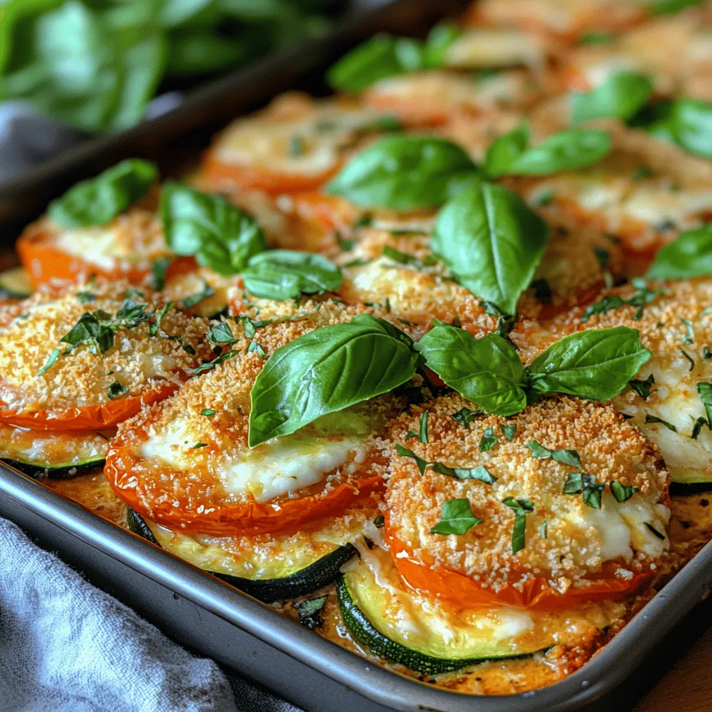 <strong>Zucchini</strong>: The star of this dish, zucchini, is a versatile summer squash that is celebrated for its mild flavor and numerous health benefits. Packed with vitamins A and C, potassium, and antioxidants, zucchini is low in calories, making it an excellent choice for those looking to maintain a healthy diet. Its high water content keeps it moist during baking, ensuring that it retains its tender texture while contributing to the overall dish’s lightness.” /></p>
</p>
<p><strong>Baking the Gratin: Mastering the Cooking Process</strong></p>
</p>
<p>Baking the perfect Zucchini Tomato Gratin requires more than just mixing ingredients; it’s about understanding the science behind cooking and making the right choices to achieve that signature golden crust and rich flavors. Here’s how to master the cooking process to ensure your gratin comes out beautifully every time.</p>
</p>
<h3>Key Baking Techniques for Optimal Results</h3>
</p>
<p><strong>Optimal Temperature: Understanding the Science Behind Baking at 375°F (190°C)</strong></p>
</p>
<p>The recommended baking temperature of 375°F (190°C) is ideal for achieving a well-cooked, evenly baked zucchini tomato gratin. At this temperature, the heat penetrates the layers of zucchini and tomatoes, allowing them to soften without becoming mushy while the cheese and breadcrumbs form that irresistible crust on top. The Maillard reaction, which is responsible for browning, occurs efficiently at this temperature, enhancing the dish’s flavor and texture.</p>
</p>
<p><strong>Timing: How to Achieve the Perfect Golden Brown Crust</strong></p>
</p>
<p>While baking times can vary based on your oven and the specific ingredients used, a general guideline is to bake your gratin for about 30-40 minutes. After the initial 25 minutes, keep a close eye on the dish. You want to look for a golden brown crust on top, which indicates that the cheese is melting and starting to crisp. If you find that the cheese is browning too quickly, you can cover the dish loosely with aluminum foil to prevent burning while allowing the gratin to continue cooking through.</p>
</p>
<h3>Monitoring Progress: Signs Your Gratin is Ready</h3>
</p>
<p><strong>Visual Cues: What to Look for During Baking for the Best Outcome</strong></p>
</p>
<p>As your gratin bakes, pay attention to visual cues. The cheese should be bubbly and have a nice golden color, while the vegetables should be tender but not overly soft. A well-baked gratin will have a moist interior, and the top should be crispy enough to provide a delightful contrast in texture. If you insert a knife into the center of the gratin, it should slide through the layers of vegetables effortlessly.</p>
</p>
<p><strong>Resting Period: Allowing the Dish to Set Before Serving</strong></p>
</p>
<p>Once you remove the gratin from the oven, it’s essential to let it rest for about 10-15 minutes. This resting period allows the layers to set and makes it easier to cut and serve. Additionally, it helps the flavors meld and intensify, ensuring each bite is as flavorful as possible.</p>
</p>
<p>—</p>
</p>
<p><strong>Serving Suggestions: Pairing and Presentation</strong></p>
</p>
<p>Elevating your Zucchini Tomato Gratin experience is all about presentation and pairing. Here are some ideas to enhance your meal.</p>
</p>
<h3>Elevating Your Gratin Experience</h3>
</p>
<p><strong>Garnishing with Fresh Basil: Adding Color and Freshness</strong></p>
</p>
<p>A simple yet effective way to elevate your dish is by garnishing it with fresh basil leaves after it has cooled slightly. The vibrant green of the basil not only adds a pop of color but also enhances the dish’s aroma and flavor profile. For an extra touch, lightly chop the basil and scatter it over the gratin just before serving, allowing the fresh herb’s essential oils to mingle with the warm dish.</p>
</p>
<p><strong>Pairing Suggestions: Ideal Sides and Beverages to Complement the Dish</strong></p>
</p>
<p>Baked Zucchini Tomato Gratin is a versatile dish that pairs well with a variety of sides and beverages. Consider serving it alongside a light salad with mixed greens, cherry tomatoes, and a simple vinaigrette to complement the richness of the gratin. For a heartier meal, crusty bread or garlic bread can be excellent accompaniments, perfect for soaking up any remaining sauce.</p>
</p>
<p>As for beverages, a crisp white wine, such as Sauvignon Blanc or a refreshing rosé, can enhance the flavors of the dish beautifully. If you prefer non-alcoholic options, an iced herbal tea or sparkling water with a splash of lemon can be refreshing choices.</p>
</p>
<p><strong>Plating Techniques: Making Your Gratin Visually Appealing</strong></p>
</p>
<p>Presentation is vital when serving any dish, and your Zucchini Tomato Gratin deserves to shine. Use a large spatula to carefully lift portions from the baking dish, ensuring you capture some of the melted cheese and topping. Serve each portion on a pre-warmed plate to keep the gratin hot. For a finishing touch, drizzle a little extra virgin olive oil around the plate, sprinkle some sea salt, and add a few more fresh basil leaves to enhance visual appeal.</p>
</p>
<p>—</p>
</p>
<p><strong>Nutritional Benefits: Why Baked Zucchini Tomato Gratin is a Healthy Choice</strong></p>
</p>
<p>When it comes to enjoying comfort food, it’s essential to consider the nutritional profile of the dish. Baked Zucchini Tomato Gratin is not only delicious but also packed with beneficial nutrients.</p>
</p>
<h3>Analyzing the Nutritional Profile of the Dish</h3>
</p>
<p><strong>Caloric Breakdown: Understanding the Calorie Content Per Serving</strong></p>
</p>
<p>One of the great aspects of this gratin is that it can be made relatively light while still being satisfying. On average, a serving of zucchini tomato gratin contains around 200-250 calories, depending on the specific ingredients used, such as the type of cheese and the amount of breadcrumbs. This makes it a perfect option for those looking to enjoy a hearty meal without overindulging.</p>
</p>
<p><strong>Nutrient Highlights: Vitamins and Minerals Found in the Key Ingredients</strong></p>
</p>
<p>Zucchini and tomatoes, the stars of this dish, are not only flavorful but also rich in essential vitamins and minerals. Zucchini is an excellent source of vitamin C, potassium, and fiber, which can aid digestion and promote heart health. Tomatoes are loaded with antioxidants, particularly lycopene, which is known for its potential health benefits, including reducing the risk of chronic diseases. Additionally, the inclusion of cheese provides calcium and protein, making this gratin a well-rounded dish.</p>
</p>
<p><strong>Balancing Indulgence with Nutrition: How to Enjoy Comfort Food Healthily</strong></p>
</p>
<p>Ultimately, comfort food doesn’t have to be unhealthy. By incorporating fresh vegetables and choosing low-fat cheese options, you can enjoy the richness of a gratin while still adhering to your health goals. This recipe demonstrates that with a few adjustments, you can create a dish that satisfies your cravings without sacrificing nutrition.</p>
</p>
<p>—</p>
</p>
<p><strong>Conclusion: Relishing the Comfort and Flavor of Baked Zucchini Tomato Gratin</strong></p>
</p>
<p>Baked Zucchini Tomato Gratin is more than just a dish; it’s an experience that combines the essence of fresh ingredients with comforting flavors. This recipe not only showcases the beauty of seasonal produce but also emphasizes the joy of cooking and sharing meals with loved ones. As we embrace healthier eating habits, this gratin serves as a reminder that wholesome can also be delicious, making it a perfect addition to your culinary repertoire.</p>
</p>
<p>Whether enjoyed as a main course or a side dish, this gratin is sure to be a hit at any meal. It embodies the spirit of home cooking—simple, satisfying, and full of love. So, gather your ingredients, fire up your oven, and indulge in the delightful flavors of baked zucchini tomato gratin. Your taste buds will thank you!</p>
</div>