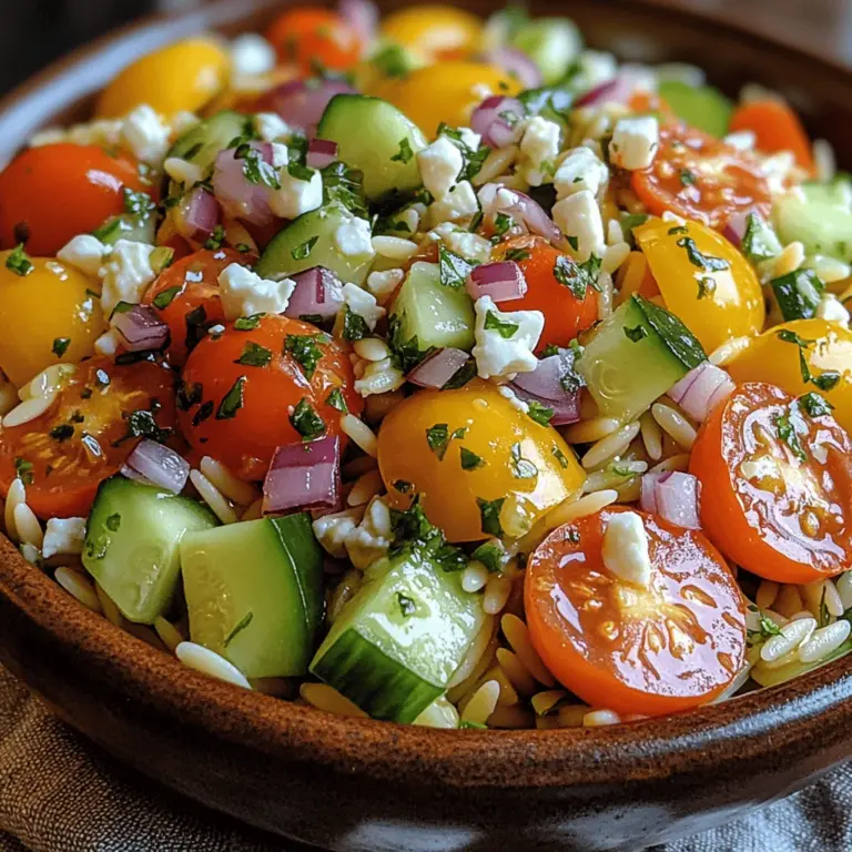 If you're looking for a dish that embodies the essence of summer while being versatile enough for any occasion, look no further than the Bright & Zesty Lemon Garlic Orzo Pasta Salad. This vibrant salad not only serves as a refreshing side dish but can also be a light, satisfying meal on its own. It’s perfect for picnics, barbecues, or as a quick weekday lunch. The invigorating combination of bright lemon and savory garlic sets this salad apart, tantalizing your taste buds with every bite.