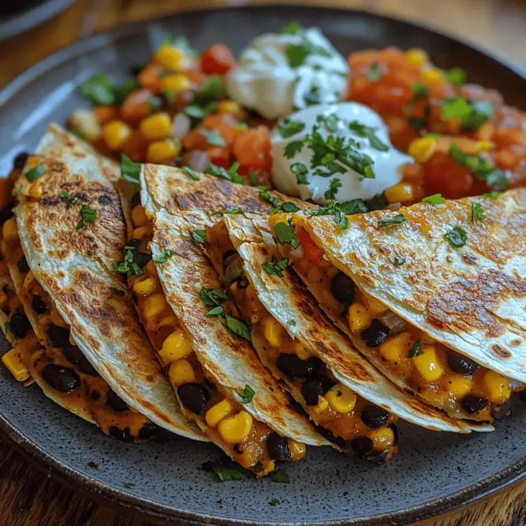 In recent years, vegetarian cuisine has blossomed into a vibrant and exciting world filled with flavors, colors, and textures that can satisfy even the most discerning palates. Among the stars of this culinary movement are quesadillas, a traditional Mexican dish that has been embraced and adapted by home cooks everywhere. Today, we dive into a delightful recipe for Spicy Black Bean & Corn Quesadillas, a dish that marries the earthy richness of black beans with the sweetness of corn, all expertly seasoned and enveloped in a crispy tortilla.
