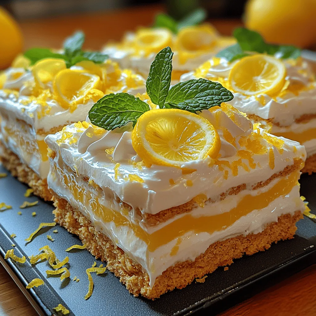 As the sun shines brightly and the temperature rises, the craving for something light, zesty, and utterly refreshing becomes irresistible. Enter "Refreshing Lemon Lovelies," a delightful dessert that embodies the essence of summer with its bright flavor profile and creamy texture. This luscious treat is not only perfect for summer gatherings but also serves as a light indulgence year-round. Imagine sinking your spoon into a velvety lemon filling that dances between sweet and tangy, nestled in a crisp graham cracker crust. Each bite offers a burst of bright flavor, making Lemon Lovelies an appealing option for anyone looking to satisfy their sweet tooth without feeling weighed down.