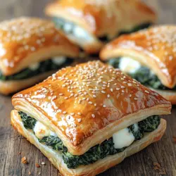 Delve into the world of savory delights with these Spinach Mozzarella Puff Pastry Bites. This recipe beautifully combines the earthy flavors of fresh spinach with the creamy richness of mozzarella and ricotta cheese, all encased in a flaky, golden puff pastry. Whether you’re hosting a gathering, preparing appetizers for a special occasion, or simply enjoying a cozy night in, these bite-sized pastries are sure to impress your family and friends. Their delectable taste and appealing presentation make them a go-to choice for any occasion.