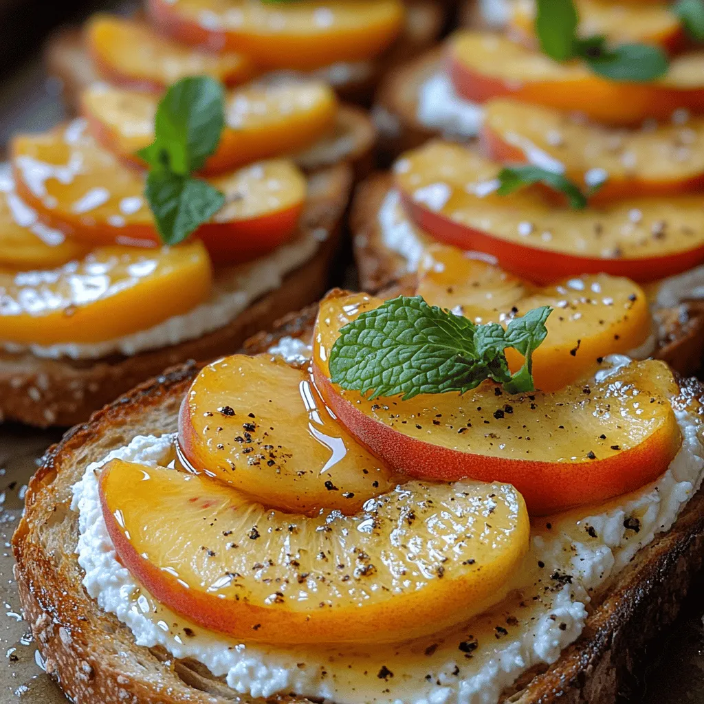 In recent years, toast recipes have surged in popularity across various culinary landscapes, becoming staples in breakfast menus, brunch gatherings, and even snack options. They represent not just a meal, but a canvas for creativity and flavor experimentation. One such innovative dish that captures the essence of seasonal produce and simple indulgence is Peach Honey Ricotta Toast. This dish seamlessly marries the sweetness of ripe peaches with the creaminess of fresh ricotta cheese, elevated by the natural sweetness of honey. The result is a delightful combination that is both refreshing and satisfying.