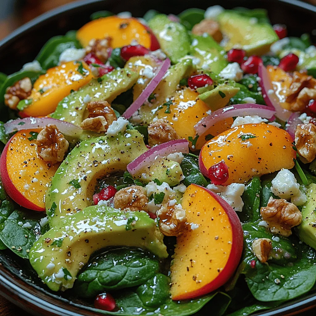 In today's health-conscious world, salads have transcended their status as mere side dishes, emerging as vibrant, nutritious meals that can be enjoyed any time of day. Among the myriad of salad options, one stands out for its refreshing combination of flavors and health benefits: the Avocado Peach Spinach Salad. This delightful dish brings together creamy avocados, juicy peaches, and nutrient-packed spinach, creating a symphony of taste that is as pleasing to the palate as it is beneficial to the body.