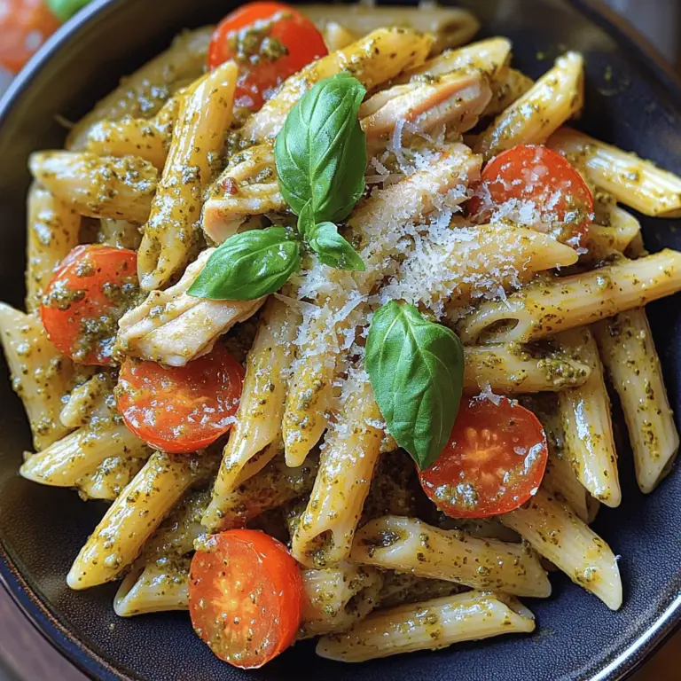 Creamy Pesto Chicken Penne is an irresistible dish that perfectly marries the rich, velvety texture of cream with the vibrant flavors of fresh basil pesto and tender chicken. This dish is not only a feast for the palate but also a visual delight, showcasing an array of colors and textures that make it appealing to both the eyes and the appetite. In today's fast-paced world, where time is often limited, the demand for quick yet satisfying meals has never been greater. Creamy Pesto Chicken Penne provides a solution to this culinary challenge, delivering an easy-to-prepare dish that doesn’t compromise on flavor or satisfaction.