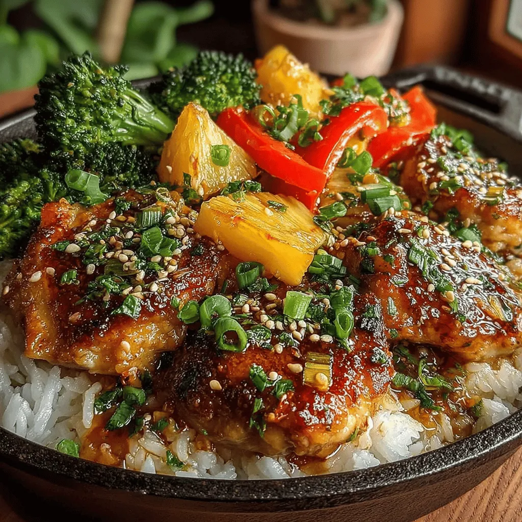 In the realm of quick and satisfying meals, few dishes can rival the vibrancy and flavor of Tropical Teriyaki Chicken & Pineapple Delight. This dish masterfully combines the sweetness of ripe pineapple with the savory, umami-rich notes of teriyaki sauce, creating a meal that is not only delicious but also visually appealing. It is an ideal choice for busy families and individuals seeking a nutritious dinner option that can be prepared in no time. The balance of protein from the chicken, refreshing sweetness from the pineapple, and a variety of colorful vegetables results in a wholesome dish that is sure to please even the pickiest of eaters.
