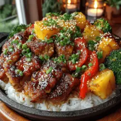 In the realm of quick and satisfying meals, few dishes can rival the vibrancy and flavor of Tropical Teriyaki Chicken & Pineapple Delight. This dish masterfully combines the sweetness of ripe pineapple with the savory, umami-rich notes of teriyaki sauce, creating a meal that is not only delicious but also visually appealing. It is an ideal choice for busy families and individuals seeking a nutritious dinner option that can be prepared in no time. The balance of protein from the chicken, refreshing sweetness from the pineapple, and a variety of colorful vegetables results in a wholesome dish that is sure to please even the pickiest of eaters.
