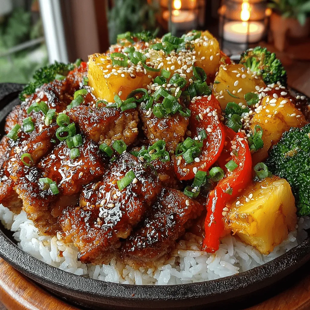 In the realm of quick and satisfying meals, few dishes can rival the vibrancy and flavor of Tropical Teriyaki Chicken & Pineapple Delight. This dish masterfully combines the sweetness of ripe pineapple with the savory, umami-rich notes of teriyaki sauce, creating a meal that is not only delicious but also visually appealing. It is an ideal choice for busy families and individuals seeking a nutritious dinner option that can be prepared in no time. The balance of protein from the chicken, refreshing sweetness from the pineapple, and a variety of colorful vegetables results in a wholesome dish that is sure to please even the pickiest of eaters.