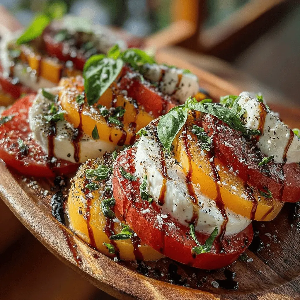 When it comes to enhancing flavors, salt and pepper are often overlooked yet vital components in any dish, including the Sweet Summer Peach Caprese Salad. These simple seasonings not only bring out the natural sweetness of the peaches but also amplify the creaminess of the mozzarella and the herbal notes of the basil. The right amount of salt can create a lovely contrast to the sweetness of the peaches, while freshly cracked black pepper adds depth and a hint of spice.