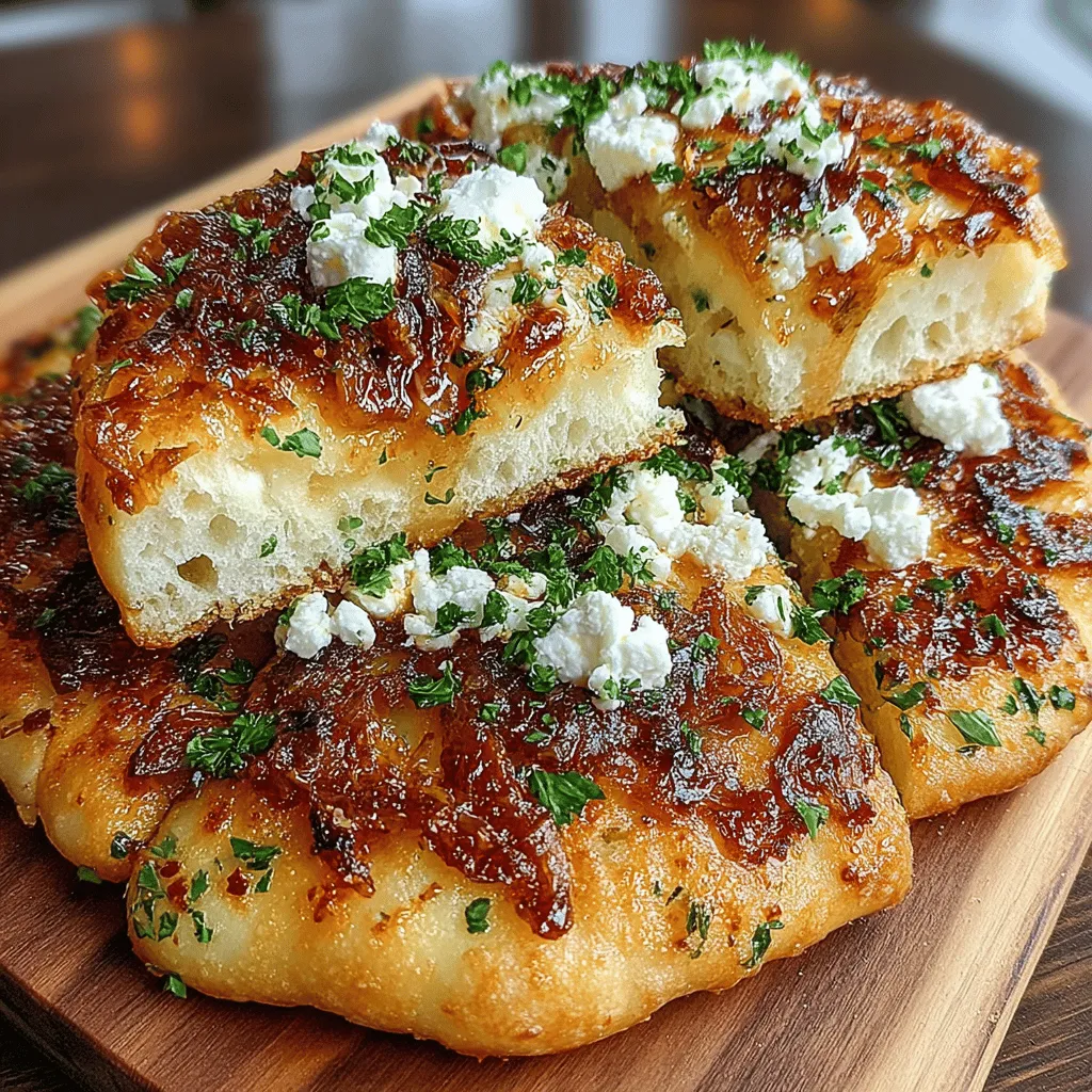 Caramelized Onion & Feta Stuffed Flatbreads are a true culinary delight that seamlessly combines the sweet, rich flavors of caramelized onions with the tangy, creamy notes of feta cheese. This dish not only tantalizes the taste buds but also satisfies a variety of dietary preferences, making it a versatile option for meals, snacks, or appetizers. Whether served at a dinner party or enjoyed as a casual weekday meal, these stuffed flatbreads offer a delightful contrast of flavors and textures that are sure to impress.