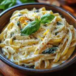 Creamy Garlic Spinach Pasta is a dish that seamlessly marries comfort with sophistication, making it an ideal choice for any occasion. The luscious, creamy sauce envelops perfectly cooked pasta, while the vibrant green spinach adds a pop of color and a wealth of nutrients. This dish is designed to impress, whether you’re whipping up a quick weeknight dinner for the family or hosting a special gathering with friends. With its rich flavors and enticing aroma, it’s no wonder that creamy garlic spinach pasta has become a beloved staple in many households.