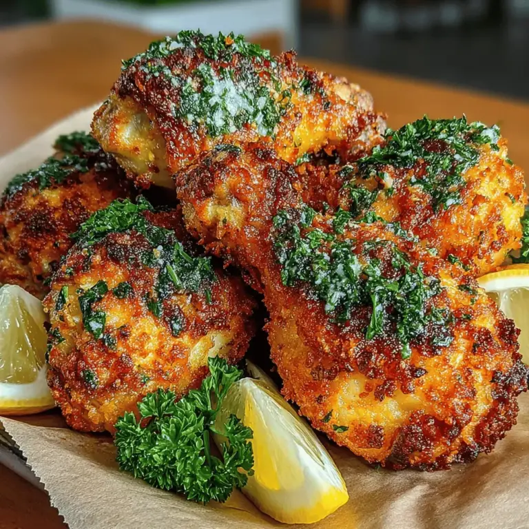 Garlic Parmesan Chicken Drumsticks are a mouthwatering dish that brings together the comfort of home-cooked meals with the gourmet flavors of Italian cuisine. This recipe is a family favorite, perfect for casual weeknight dinners or festive gatherings. The combination of tender chicken, rich garlic, and salty Parmesan cheese creates an irresistible flavor profile that appeals to both adults and children alike.