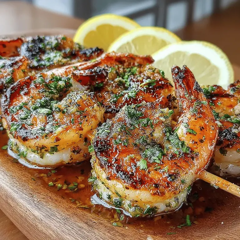 Savory Garlic Butter Grilled Shrimp is a dish that perfectly encapsulates the essence of summer dining—quick, flavorful, and utterly satisfying. Combining the sweetness of fresh shrimp with the richness of garlic-infused butter, this recipe is a go-to for seafood lovers and casual cooks alike. What makes this dish particularly appealing is its simplicity; it can be prepared in just a matter of minutes, making it ideal for busy weeknights or spontaneous gatherings.