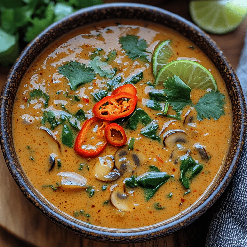 Silky Thai Coconut Soup Delight is a vibrant, aromatic dish that embodies the rich and diverse flavors of Thai cuisine. This soup is not just a meal; it is an experience that transports your taste buds to the bustling streets of Thailand. At its core, this delightful recipe combines the creamy, luscious texture of coconut milk with an intricate blend of spices and fresh ingredients. The result is a comforting bowl of goodness that can be enjoyed on a chilly evening or served as a show-stopping centerpiece at a dinner gathering.