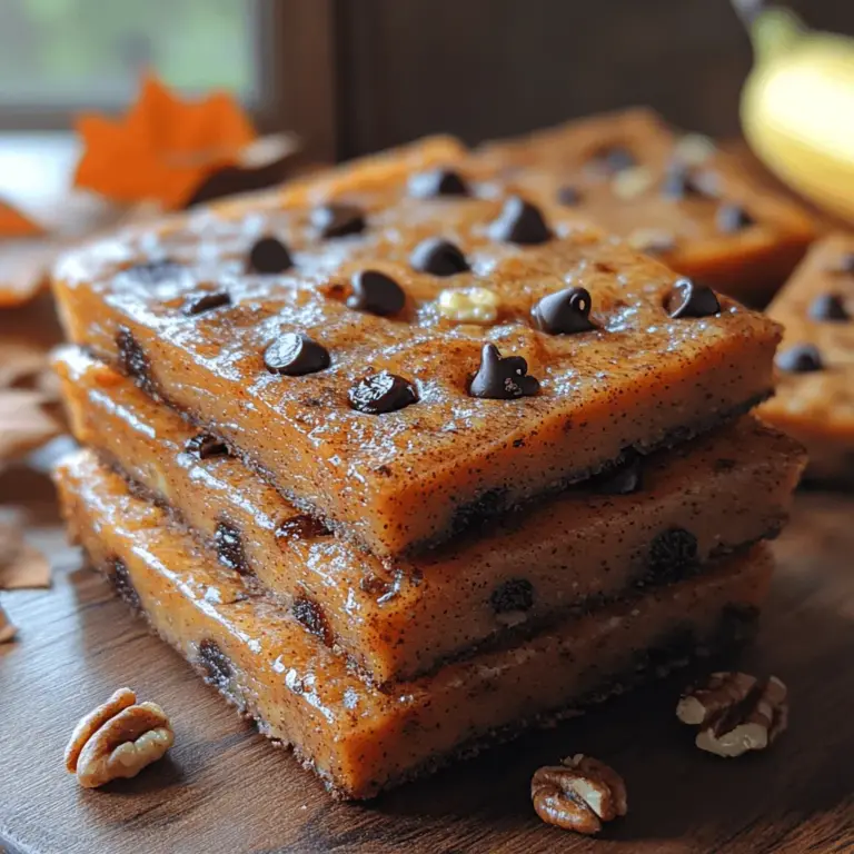 As the leaves change color and the air grows crisp, autumn brings with it a bounty of seasonal flavors that evoke warmth and comfort. One of the quintessential ingredients of this season is pumpkin, celebrated for its rich taste and versatility. Pair this with the natural sweetness and creamy texture of ripe bananas, and you have a delightful combination that not only satisfies your sweet tooth but also nourishes your body. The Autumn Bliss Pumpkin Banana Bars are a perfect embodiment of these flavors, offering a healthy dessert option that is sure to please.