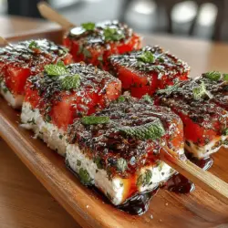 In the realm of summer appetizers, few dishes can rival the refreshing taste of Watermelon Feta Delight Skewers. This delightful combination of sweet watermelon, creamy feta cheese, and aromatic mint creates a harmonious balance of flavors that is both light and satisfying. As the days grow warmer and outdoor gatherings become more frequent, this recipe stands out as an ideal choice for picnics, barbecues, or simply a healthy snack at home. The vibrant colors and enticing flavors of these skewers promise to impress your guests while being incredibly easy to prepare.