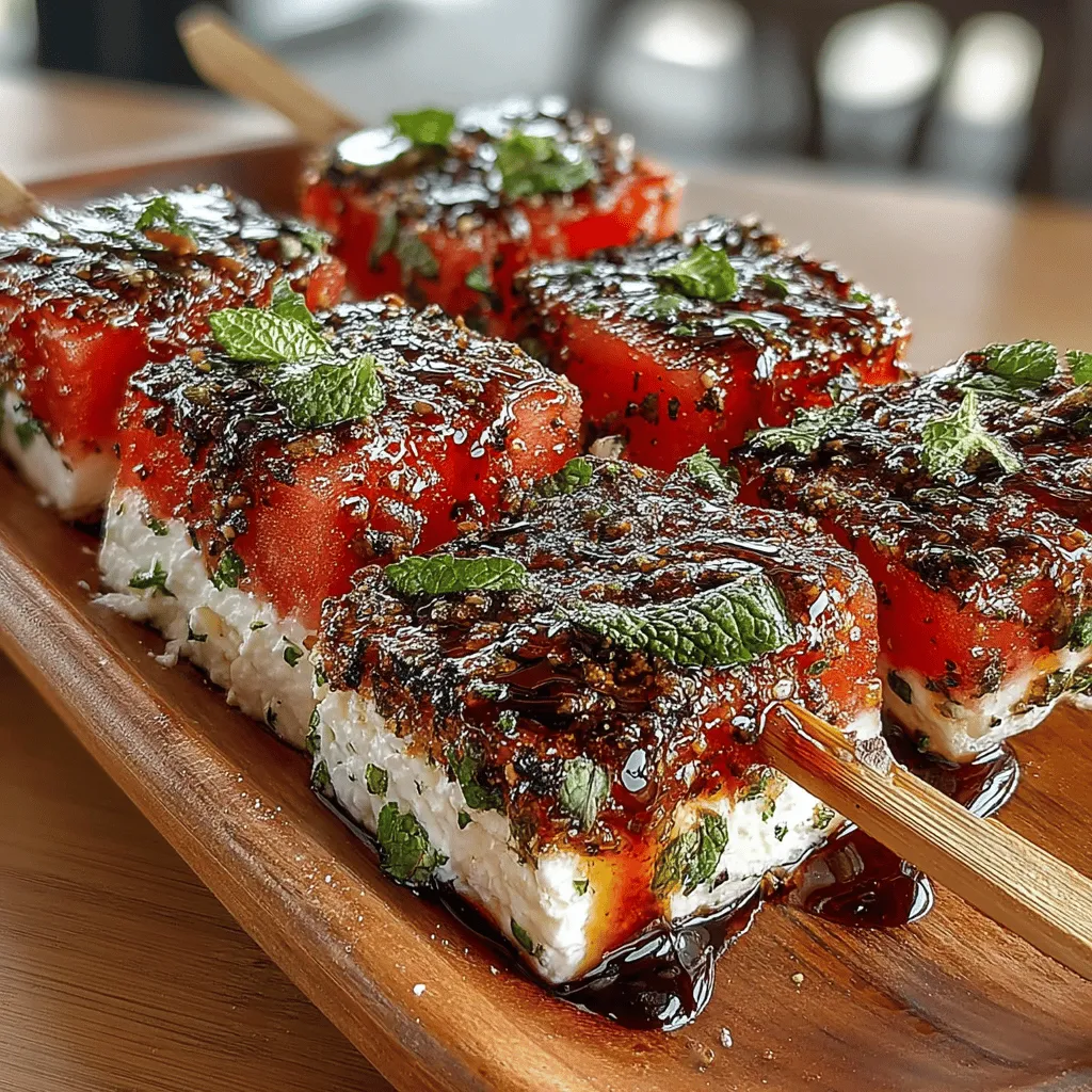 In the realm of summer appetizers, few dishes can rival the refreshing taste of Watermelon Feta Delight Skewers. This delightful combination of sweet watermelon, creamy feta cheese, and aromatic mint creates a harmonious balance of flavors that is both light and satisfying. As the days grow warmer and outdoor gatherings become more frequent, this recipe stands out as an ideal choice for picnics, barbecues, or simply a healthy snack at home. The vibrant colors and enticing flavors of these skewers promise to impress your guests while being incredibly easy to prepare.