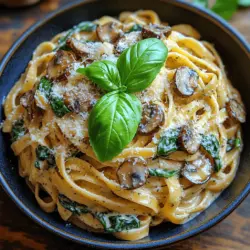 Creamy Spinach Mushroom Pasta is a dish that embodies comfort and satisfaction, bringing together the earthiness of mushrooms, the freshness of spinach, and the richness of a creamy sauce. This pasta dish is not only a feast for the taste buds but also a visual delight, showcasing vibrant greens against the backdrop of velvety cream. Its appeal transcends occasions; whether you're looking for a quick weeknight meal or aiming to impress guests at a special gathering, this recipe is both accessible and indulgent. With a preparation time that can be comfortably managed even on a busy day, this dish allows you to serve a wholesome, gourmet meal without spending hours in the kitchen.