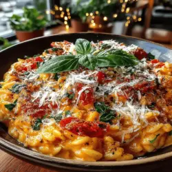 Creamy roasted red pepper orzo is more than just a dish; it's a culinary embrace that warms the heart and tantalizes the taste buds. This comforting recipe combines the subtle nuttiness of orzo pasta with the rich, smoky sweetness of roasted red peppers, creating an indulgent meal that is both satisfying and flavorful. Perfect for weeknight dinners or special occasions, this dish stands out not only for its delightful taste but also for its quick preparation time, making it a favorite among busy home cooks.