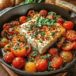 Step into the vibrant world of Mediterranean flavors with our Cheesy Tomato Feta Delight. This dish is not just a feast for the senses; it embodies the essence of simplicity and freshness that characterizes Mediterranean cuisine. Featuring the natural sweetness of cherry tomatoes paired with the rich creaminess of feta cheese, this recipe is incredibly easy to prepare while offering an impressive presentation that can elevate any meal. Whether you’re hosting a gathering with friends, preparing a cozy dinner for two, or simply indulging in a delightful snack, this dish is sure to satisfy your cravings and impress your guests.