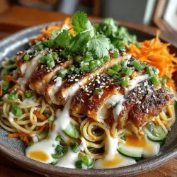 In the realm of refreshing and nutritious meals, Chilled Sesame Chicken Noodle Delight stands out as a delightful option that transcends seasonal boundaries. This dish beautifully marries tender chicken with the satisfying chew of noodles, all enveloped in a rich, savory sesame sauce. Ideal for summer gatherings, meal prep, or light lunches, this recipe not only tantalizes the taste buds but also offers a convenient way to enjoy a balanced meal that is both filling and invigorating.