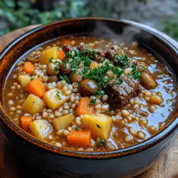 There's something undeniably comforting about a steaming bowl of beef and barley stew, especially when the temperatures start to drop. This hearty dish not only warms the body but also nourishes the soul. Slow cooking is the secret that elevates this stew, allowing the flavors to meld beautifully over time while making the beef remarkably tender. With each bite, you experience a blend of rich, savory flavors that evoke a sense of home and coziness, making it a perfect dish for any season, particularly the chilly months when you crave warmth and satisfaction.