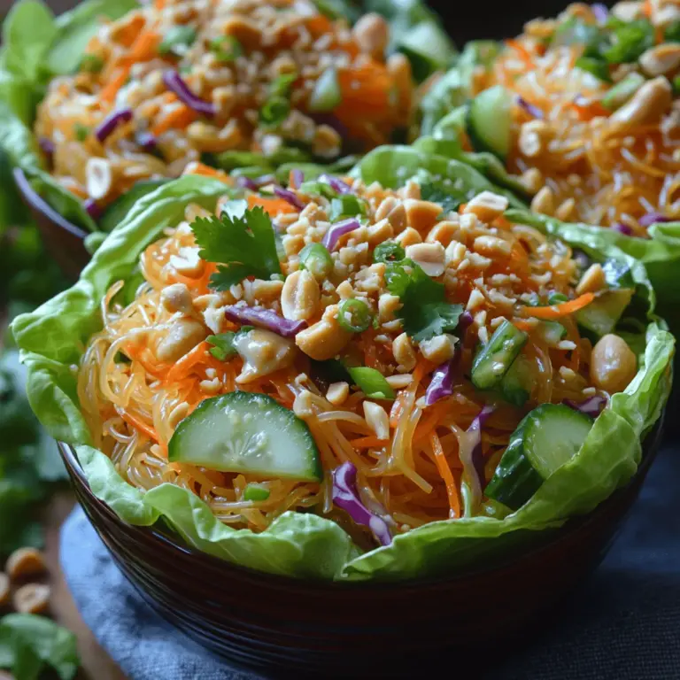 Thai cuisine is renowned for its vibrant flavors, aromatic herbs, and a harmonious balance of sweet, sour, salty, and spicy elements. This culinary tradition draws on an array of ingredients, each contributing to the overall complexity of dishes that are both satisfying and refreshing. One such dish that encapsulates the spirit of Thai cooking is the Crunchy Thai Noodle Salad Cups. This recipe is not just a meal; it is an experience that invites you to indulge in the unique flavors that define Thai food.