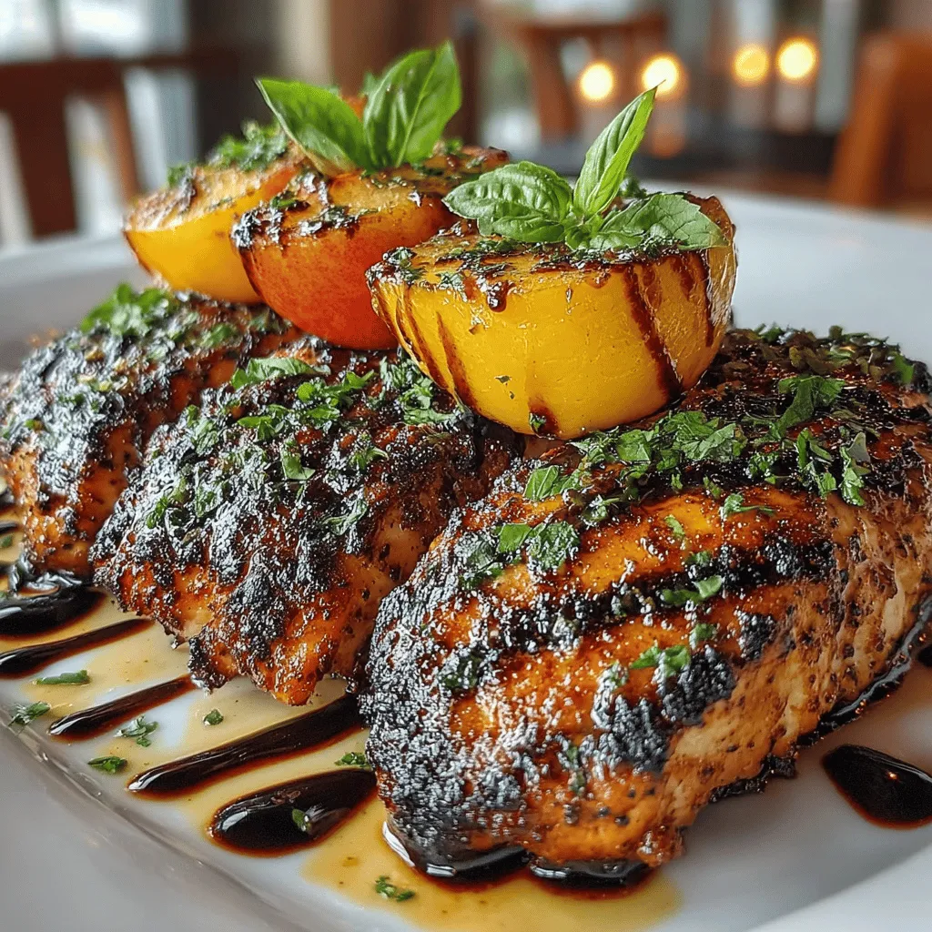 In the world of culinary delights, few combinations can rival the harmony of grilled chicken and sweet, juicy peaches. This Grilled Peach Chicken with Balsamic Drizzle recipe is a perfect representation of summer on a plate, showcasing vibrant flavors and a balance of savory and sweet that is sure to impress. With a simple marinade, a luscious balsamic drizzle, and the vibrant addition of grilled peaches, this dish is not only easy to make but also a feast for the senses. Whether you're hosting a summer barbecue or enjoying a cozy family dinner, this recipe is bound to become a favorite.