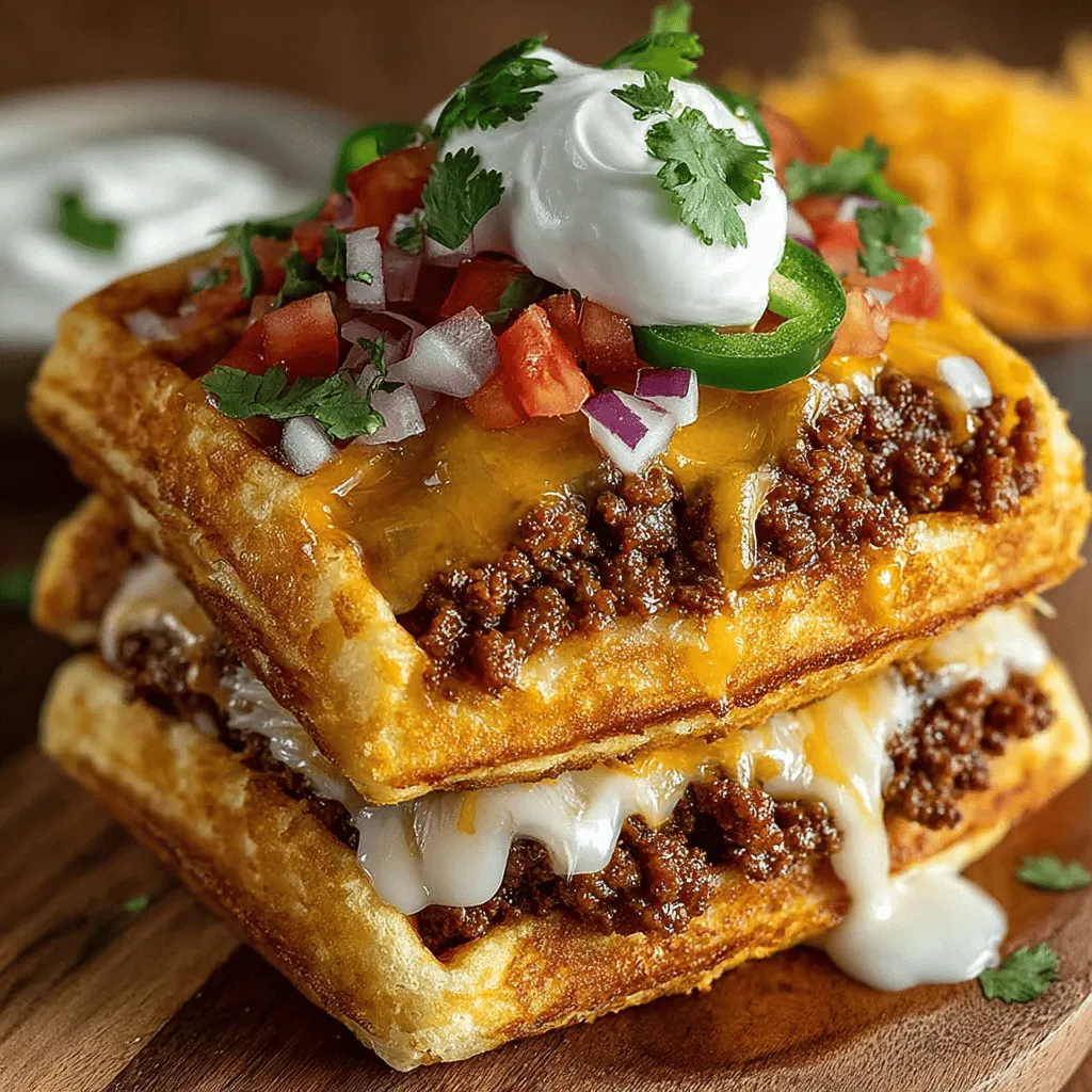 In the world of culinary delights, few combinations can rival the satisfying crunch of a waffle paired with the robust flavors of tacos. Mini Taco Waffle Sandwiches beautifully marry these two beloved dishes into a delightful creation that is perfect for any meal of the day. Imagine the warmth of freshly made waffles enveloping a savory filling of seasoned meat and vibrant toppings, creating an explosion of flavor and texture in every bite. This innovative recipe is not only quick to prepare but also allows for customization to suit your taste preferences. Whether you're hosting a lively brunch, looking for a fun family dinner, or simply craving something unique, these mini taco waffle sandwiches are sure to please even the pickiest eaters.