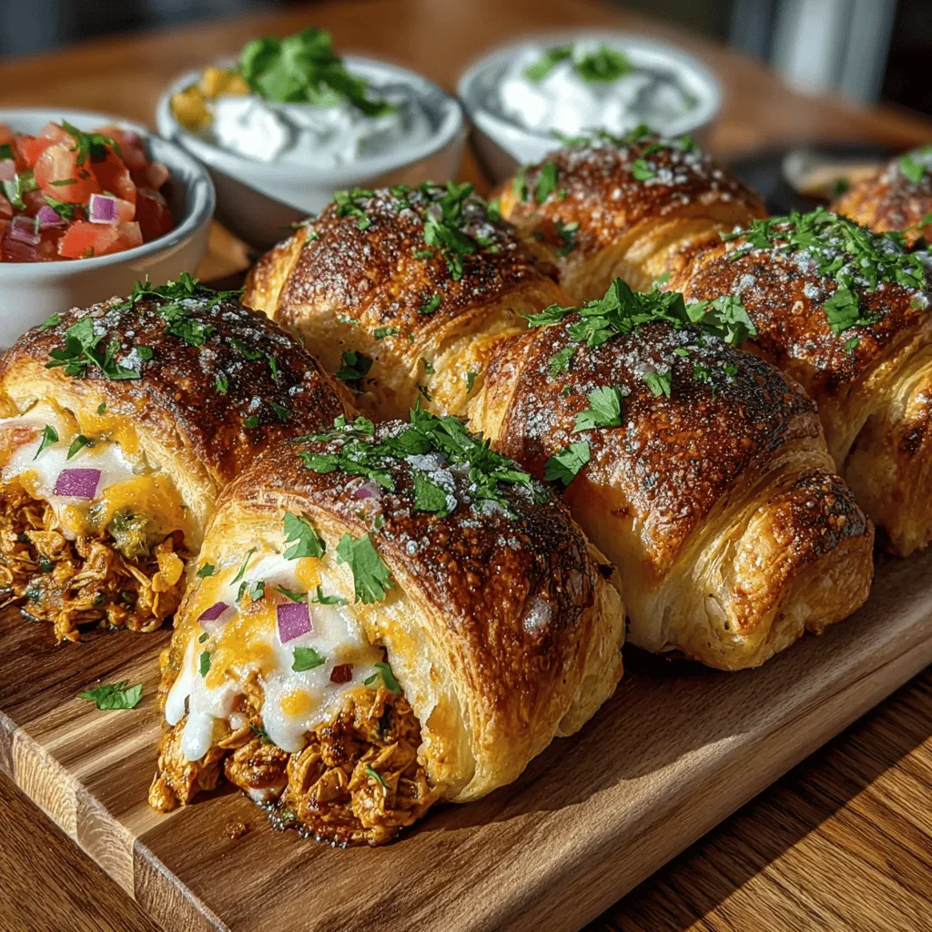Mini Chicken Taco Croissant Bites are an innovative culinary creation that harmoniously blends the classic flavors of tacos with the flaky, buttery goodness of croissant dough. These delightful bites are not just a feast for the palate but also a visual treat, making them an ideal choice for various occasions, whether it's a casual family dinner, a festive gathering, or a lively game day celebration. With their irresistible combination of savory chicken seasoned with taco spices, creamy cheese, and fresh vegetables, these mini bites appeal to both adults and children alike. Their unique profile transforms the beloved taco into a hand-held snack that is easy to prepare and even easier to enjoy.