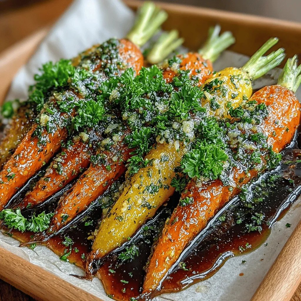 Garlic Butter Roasted Carrots are a delightful side dish that combines the natural sweetness of carrots with the rich flavors of garlic and butter. This recipe is perfect for both everyday meals and special occasions, offering a blend of simplicity and elegance that appeals to a wide range of palates. Whether you're looking for a quick weeknight side or something to impress guests at a dinner party, these roasted carrots deliver on both taste and presentation.