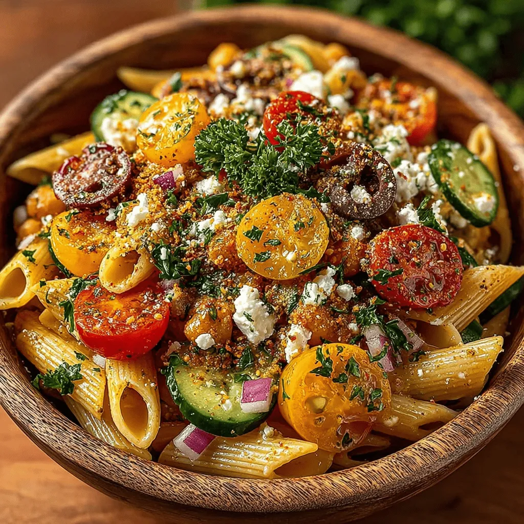 In today's fast-paced world, finding meals that are both quick to prepare and nutritious can be a challenge. Enter the Zesty Lemon Garlic Chickpea Pasta Salad, a recipe that not only caters to the need for convenience but also champions healthy eating. This vibrant dish combines the satisfying texture of whole wheat pasta with the protein-packed goodness of chickpeas, making it an ideal choice for a light lunch or a filling side at dinner. With its refreshing blend of flavors and colorful ingredients, this salad is sure to please anyone seeking a delicious and wholesome meal.