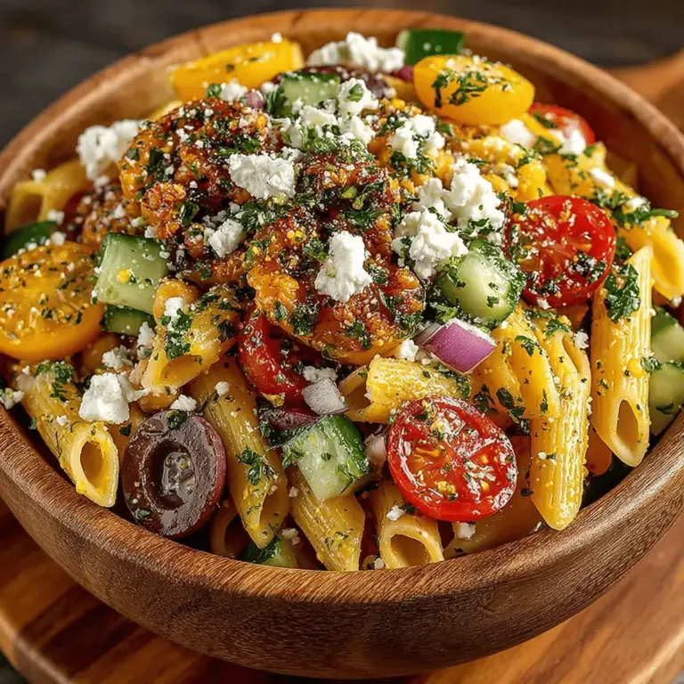 In today's fast-paced world, finding meals that are both quick to prepare and nutritious can be a challenge. Enter the Zesty Lemon Garlic Chickpea Pasta Salad, a recipe that not only caters to the need for convenience but also champions healthy eating. This vibrant dish combines the satisfying texture of whole wheat pasta with the protein-packed goodness of chickpeas, making it an ideal choice for a light lunch or a filling side at dinner. With its refreshing blend of flavors and colorful ingredients, this salad is sure to please anyone seeking a delicious and wholesome meal.