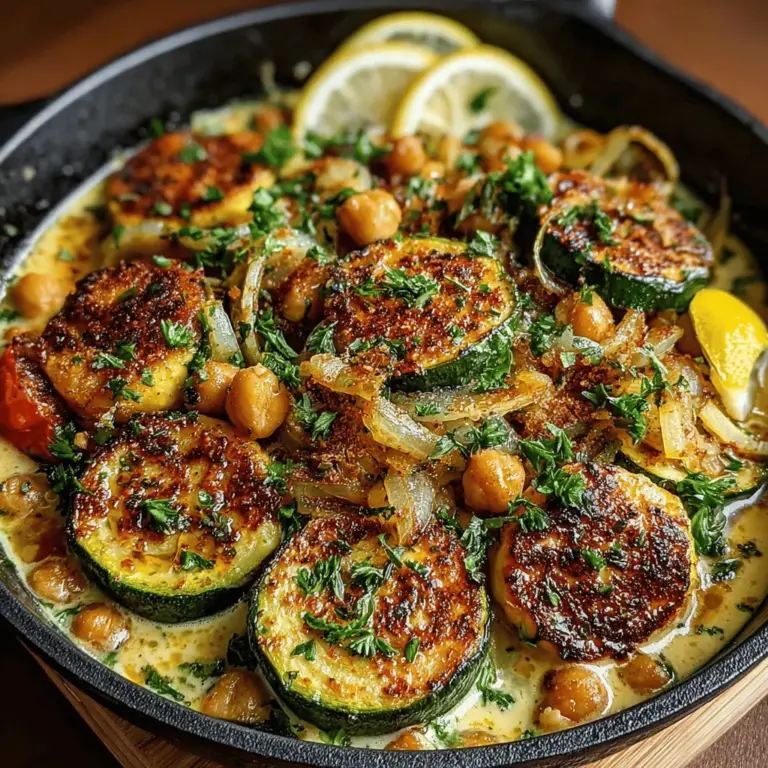 In the world of quick and satisfying meals, the Creamy Garlic Chickpea Zucchini Skillet stands out as a vibrant dish that combines delightful flavors with nutritional benefits. This recipe brings together hearty chickpeas and tender zucchini, creating a comforting yet healthy option that is perfect for busy weeknight dinners. Its creamy garlic sauce envelops the vegetables and legumes, resulting in a dish that not only pleases the palate but also fuels the body with essential nutrients.