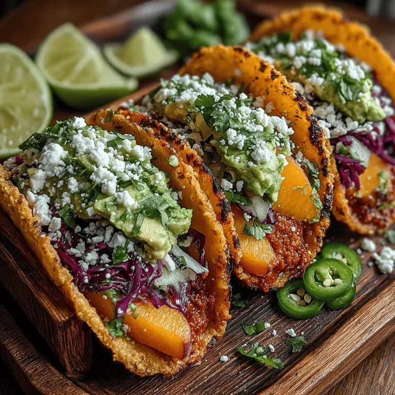 Crispy peach tacos are a refreshing and unique dish that perfectly captures the essence of summer gatherings, casual dinners, or simply a fun twist on traditional taco night. Imagine biting into a warm, golden tortilla filled with juicy peaches, crunchy cabbage, and creamy avocado, all harmonized with a sprinkle of fresh herbs and tangy cheese. This recipe offers a delightful balance of flavors and textures, turning each bite into a vibrant culinary experience that is as pleasing to the palate as it is to the eyes.