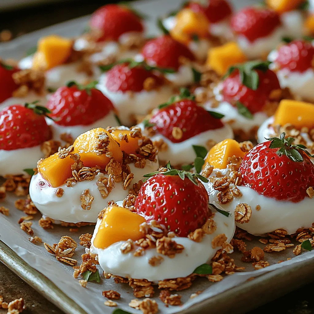 To create the perfect Strawberry Mango Dream Yogurt Clusters, it all starts with the yogurt base. For a creamy texture that holds well while freezing, it’s essential to choose a good-quality yogurt. Greek yogurt is a fantastic option due to its thick consistency and high protein content, which helps keep you full longer. If you prefer a lighter texture, regular yogurt can also work, but consider straining it through a cheesecloth to enhance its creaminess.