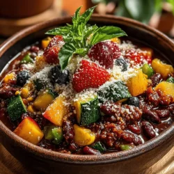 Fruity Fiesta Chili is an innovative twist on a classic dish that has captured the hearts and taste buds of families and health-conscious individuals alike. This vibrant chili marries the traditional richness of beans and spices with the unexpected sweetness of fresh fruits, creating a unique flavor profile that stands out in the crowded world of chili recipes. The concept of adding fruits to chili might seem unconventional, but it opens up a world of culinary possibilities, making this dish not only delicious but also visually appealing.