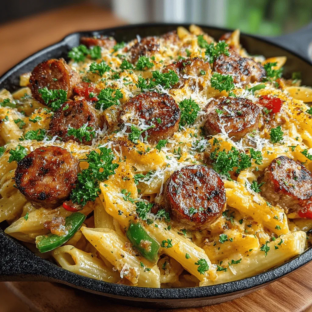 If you're searching for a quick yet delicious meal that captures the essence of robust flavors, look no further than the Spicy Creamy Cajun Sausage Pasta Skillet. This dish is a harmonious blend of creamy sauce, hearty sausage, and perfectly cooked pasta, making it an ideal choice for busy weeknights or casual gatherings. The convenience of preparing everything in one skillet not only simplifies the cooking process but also minimizes cleanup, allowing you to enjoy your meal without the stress of extensive preparation.