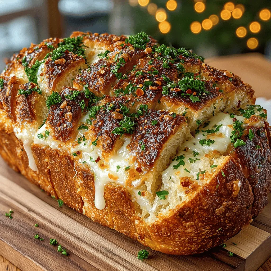 Pull-apart bread has taken the culinary world by storm, becoming a beloved choice for gatherings and social events. The very concept of this delightful bread is rooted in its communal nature—perfect for sharing with friends and family. Imagine a warm, golden loaf that you can easily tear apart, revealing a gooey, cheesy interior infused with the aromatic essence of garlic. This Cheesy Garlic Pull Apart Bread captures these qualities with its perfect blend of flavors, making it an ideal centerpiece for casual gatherings, game nights, or any occasion that calls for a comforting and delicious treat.