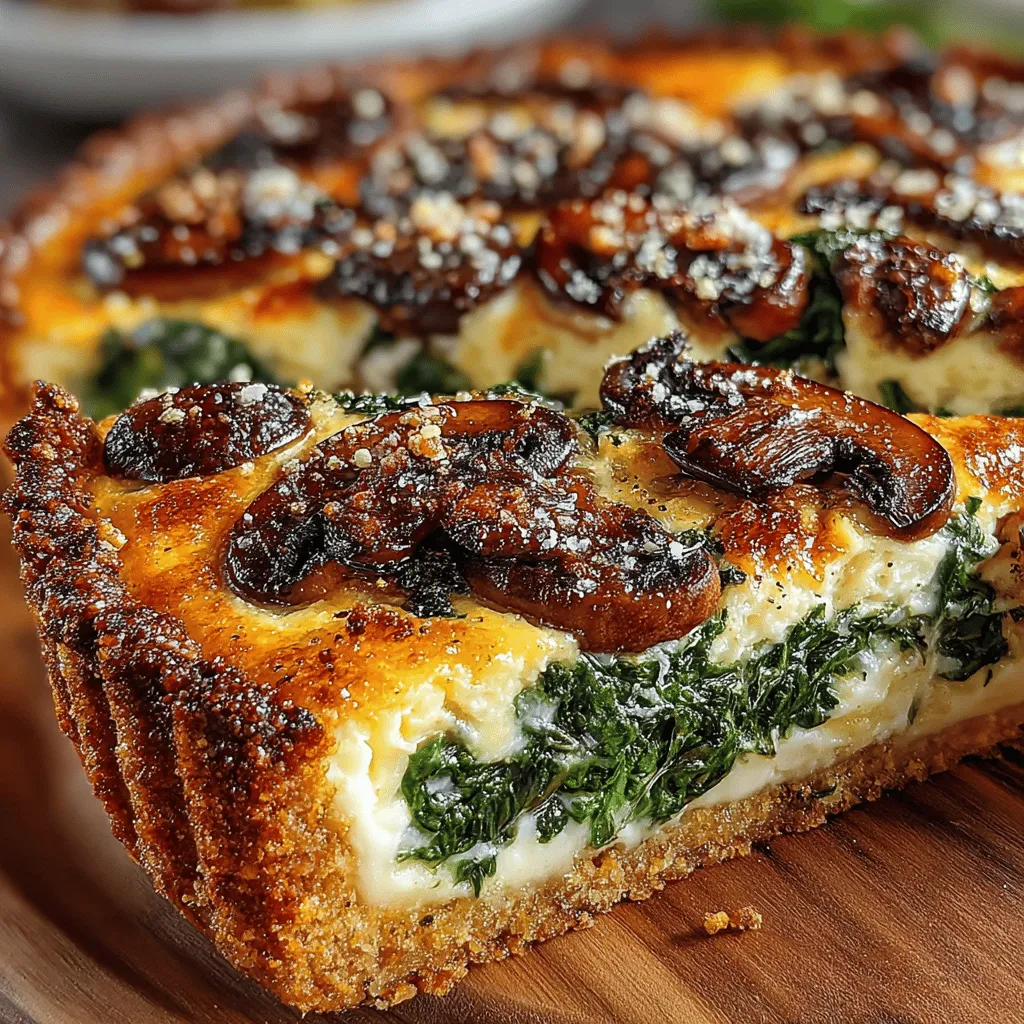 The Savory Spinach & Mushroom Quiche Delight is more than just a meal; it's a culinary experience that brings together a medley of flavors and textures in one delectable dish. This quiche is a perfect balance of creamy custard, vibrant greens, and earthy mushrooms, making it a versatile option for any occasion. Whether it's a leisurely brunch with friends, a quick and satisfying breakfast, or a light dinner paired with a side salad, this quiche is bound to impress. The combination of fresh ingredients and robust flavors ensures that every bite is a delight.