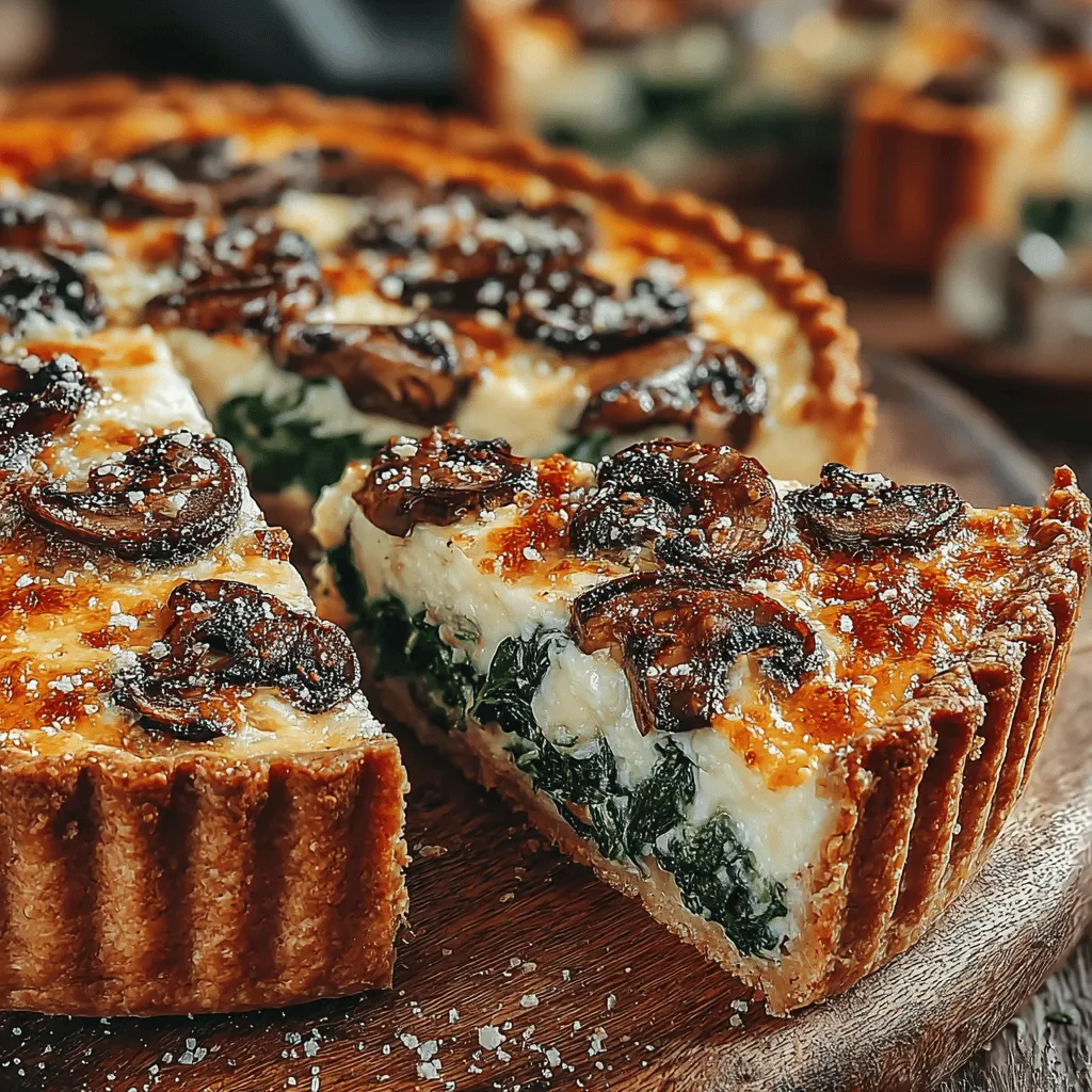 The Savory Spinach & Mushroom Quiche Delight is more than just a meal; it's a culinary experience that brings together a medley of flavors and textures in one delectable dish. This quiche is a perfect balance of creamy custard, vibrant greens, and earthy mushrooms, making it a versatile option for any occasion. Whether it's a leisurely brunch with friends, a quick and satisfying breakfast, or a light dinner paired with a side salad, this quiche is bound to impress. The combination of fresh ingredients and robust flavors ensures that every bite is a delight.