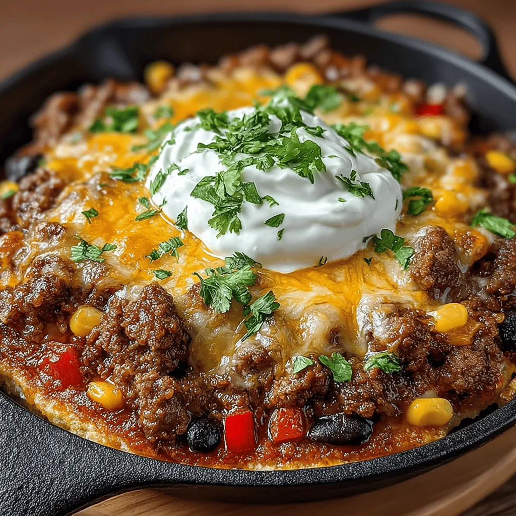 In the realm of weeknight dinners, simplicity and flavor are paramount. Enter the One-Pan Cheesy Beef Enchilada Skillet—a delightful fusion of rich flavors and hearty ingredients, all cooked in a single skillet. This recipe combines the robust taste of seasoned ground beef with the comforting elements of enchilada sauce, black beans, and cheese. It's a dish designed for those who crave a satisfying meal without dedicating hours to the kitchen. Perfect for busy families or anyone seeking a quick yet delicious dinner, this one-pan wonder exemplifies the beauty of efficient cooking without compromising on taste.