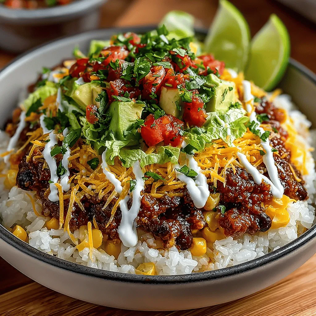 The Spicy Taco Rice Bowl Fiesta is an exciting culinary creation that brings the vibrant and savory flavors of traditional tacos into a nourishing rice bowl format. This dish is perfect for a quick weeknight dinner or a delightful option for meal prep, allowing you to enjoy the deliciousness of tacos while maintaining a balanced diet. By combining the heartiness of jasmine rice with the zesty essence of taco seasoning, black beans, and a variety of fresh toppings, this recipe is not only packed with flavor but also rich in nutrients.