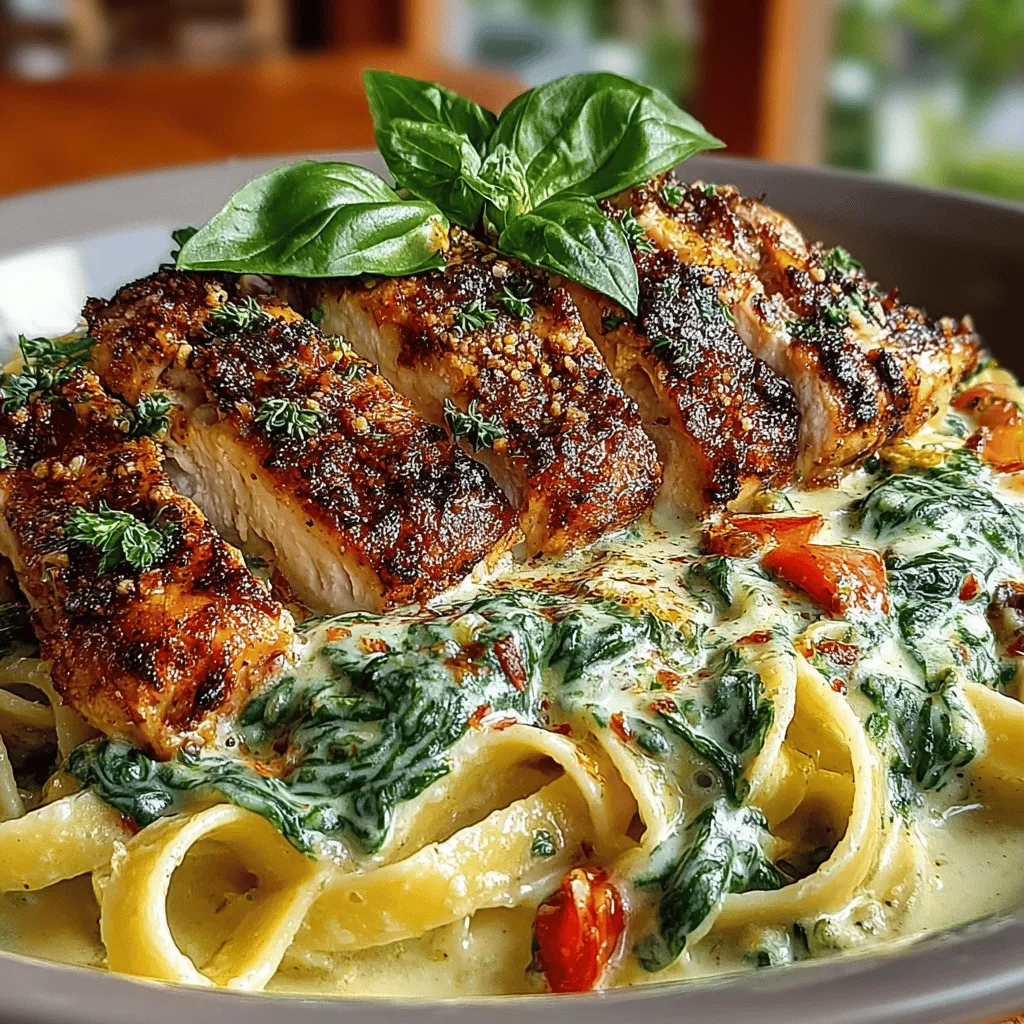 To create the rich and creamy Alfredo sauce that forms the heart of your Creamy Spinach Chicken Alfredo Delight, start by melting butter in a large skillet over medium heat. Once the butter is melted, add minced garlic and sauté until fragrant, about 30 seconds. Be cautious not to let the garlic brown, as this can impart a bitter flavor to your sauce.