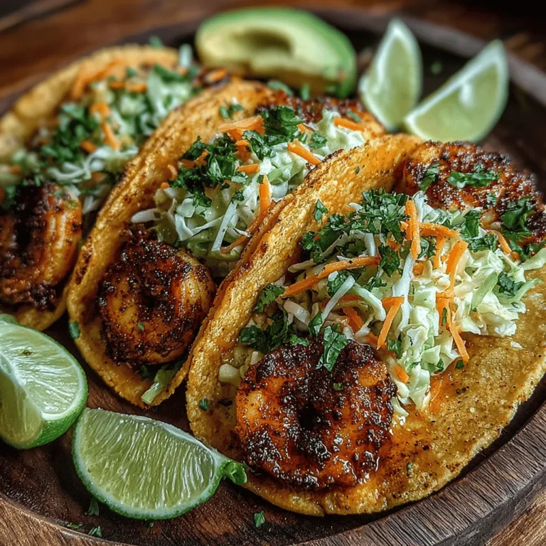 Indulge in the vibrant, fresh flavors of Zesty Citrus Shrimp Tacos with Crunchy Slaw. This delightful recipe brings together succulent shrimp, a tangy slaw, and warm tortillas for a satisfying meal that's perfect for any occasion. Whether you're hosting a gathering or seeking a quick weeknight dinner, these tacos are sure to impress with their bold flavors and colorful presentation. The combination of zesty shrimp, crunchy vegetables, and fresh herbs creates a dish that is not only delicious but also visually appealing, making it a must-try for seafood lovers and taco enthusiasts alike.
